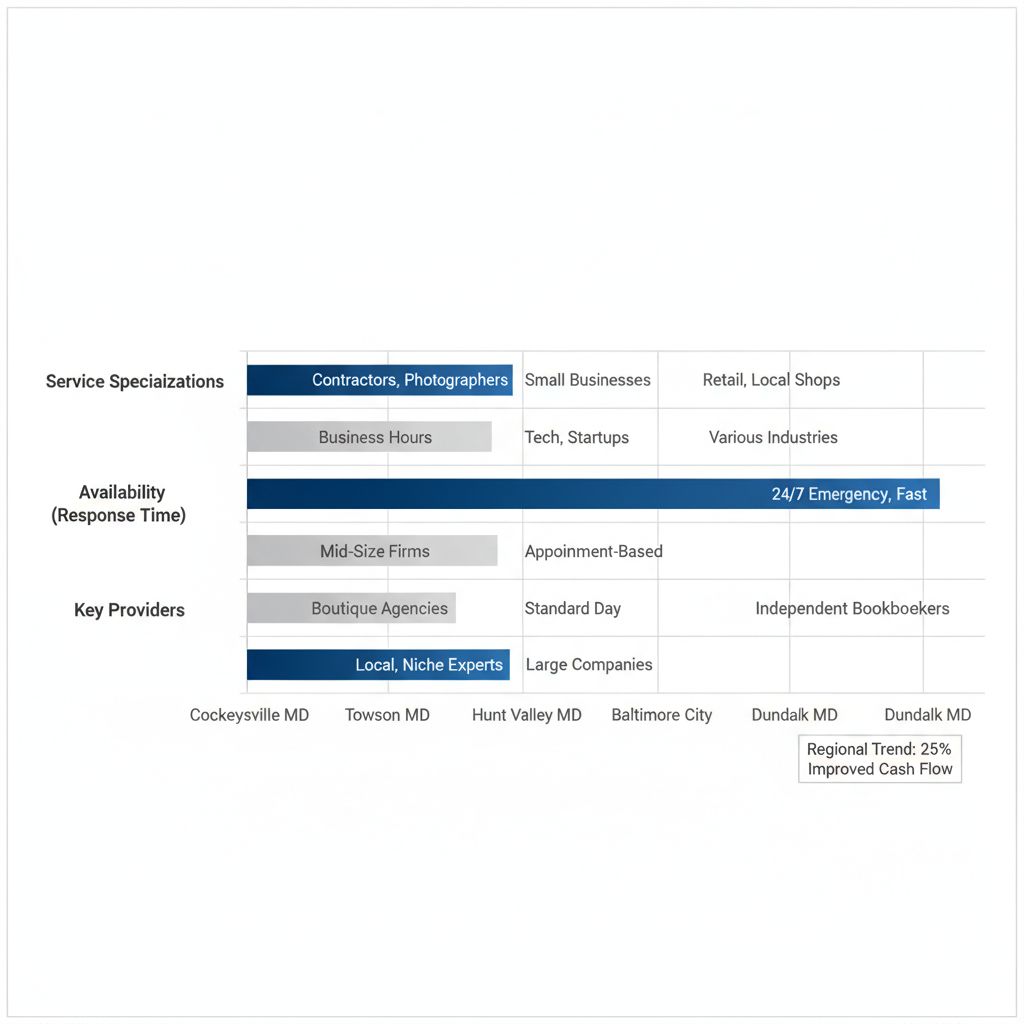 Horizontal bar chart comparing bookkeeping services in Cockeysville and nearby Maryland areas